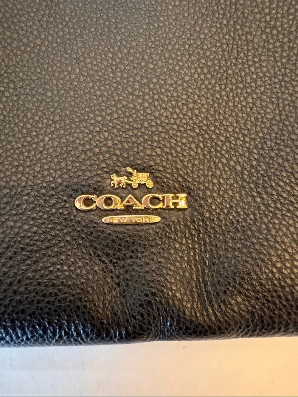 Coach Carrie Black Pebbled Leather Cross Body w/gold Chain Handle & Strap F36666 - Picture 4 of 12
